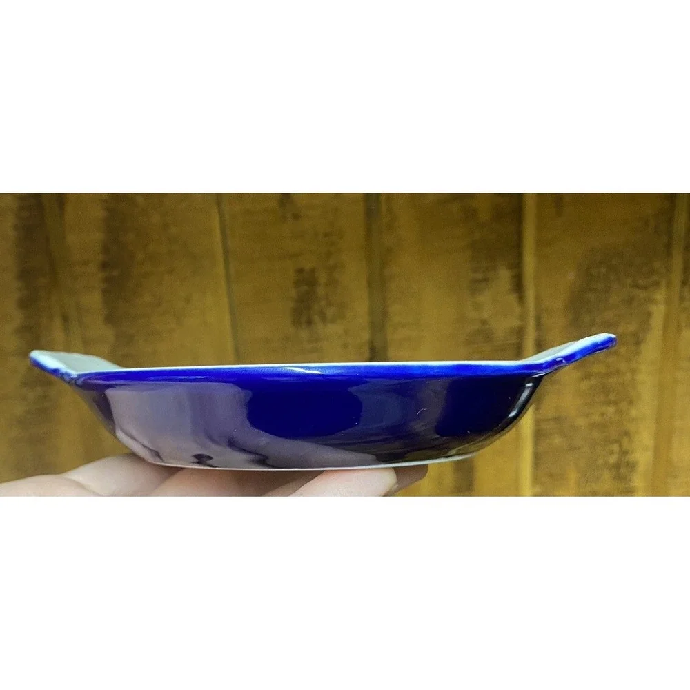 Vintage Hall USA Pottery Cobalt Blue Au Gratin Baking Dish‎